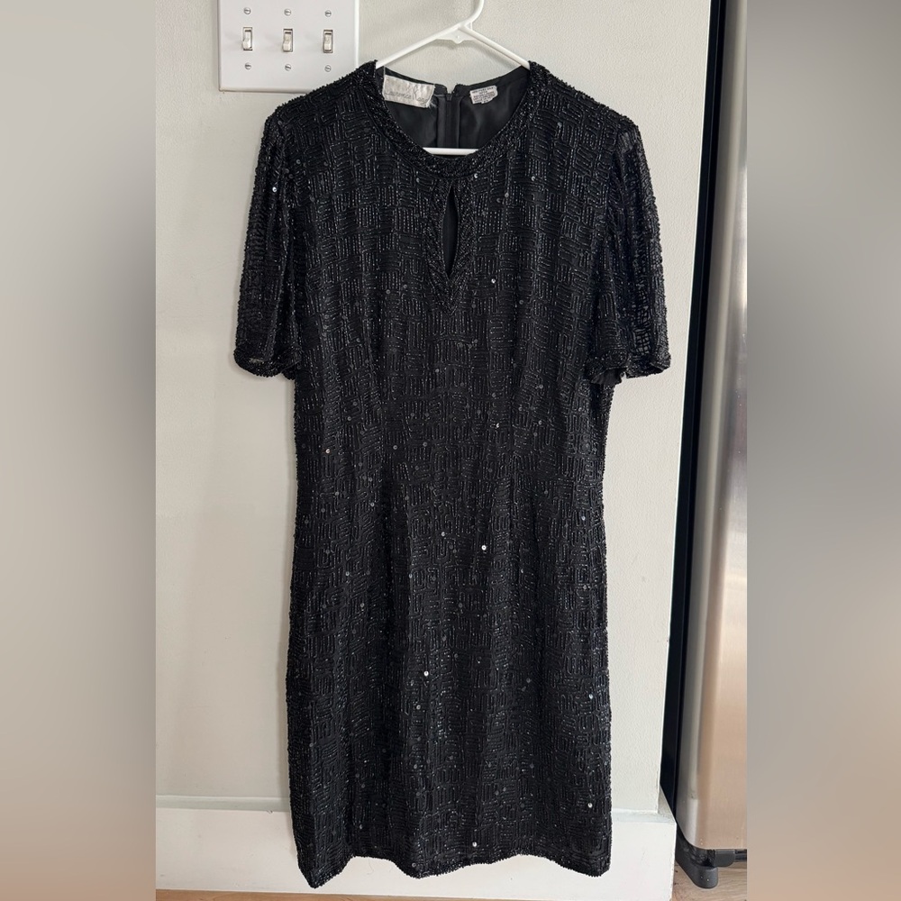 Vintage Laurence Kazar Black Beaded Dress